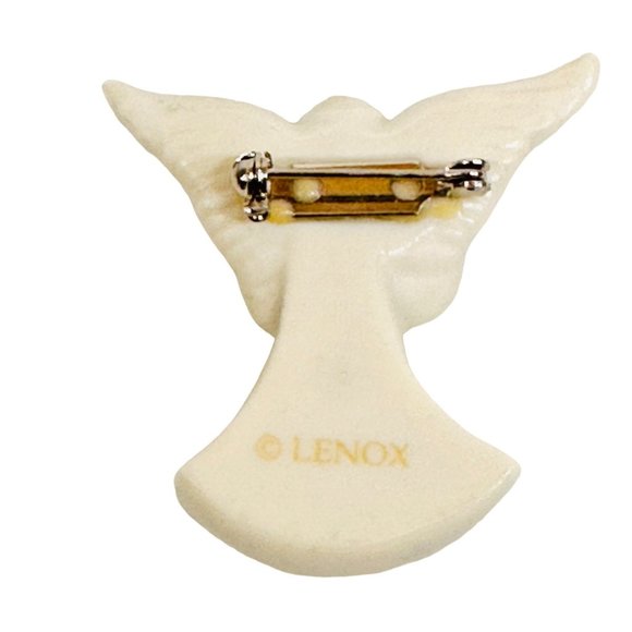 Lenox Porcelain Angel Brooch Signed - Picture 5 of 6
